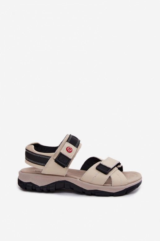 Sandali da donna Femminile con chiusure adesive beige Blingy
