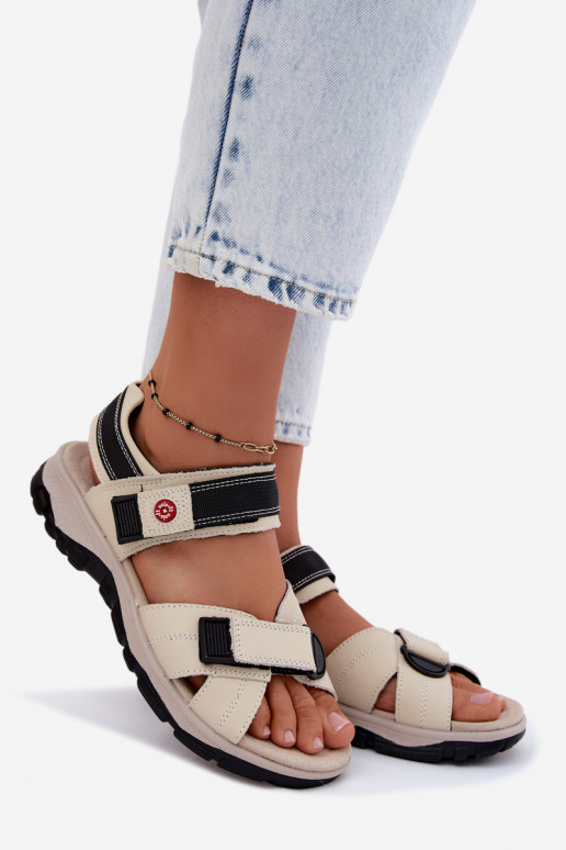 Sandali da donna con chiusure adesive color sabbia Blingy