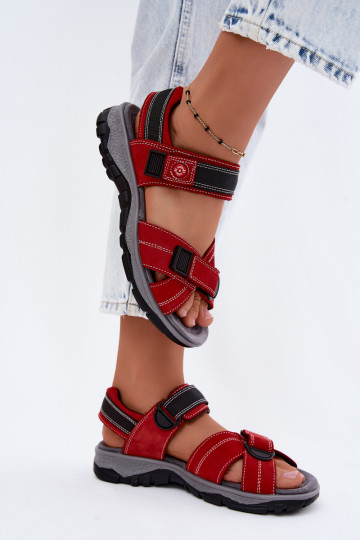 Pelle Sandali da donna in camoscio con chiusure adesive colore rosso Blingy