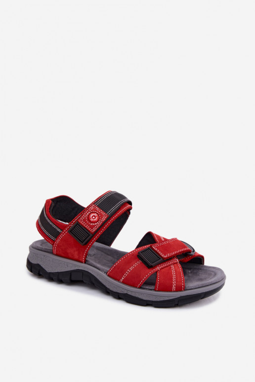 Pelle Sandali da donna in camoscio con chiusure adesive colore rosso Blingy