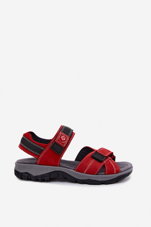 Pelle Sandali da donna in camoscio con chiusure adesive colore rosso Blingy