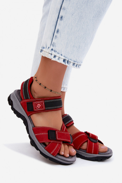 Pelle Sandali da donna in camoscio con chiusure adesive colore rosso Blingy