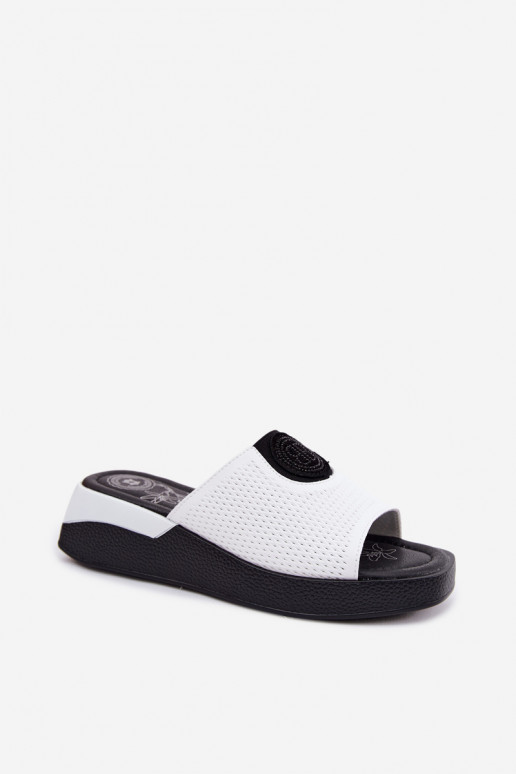 Pantofole in pelle Femminile Abilitato coturnoie Colore bianco Fablee