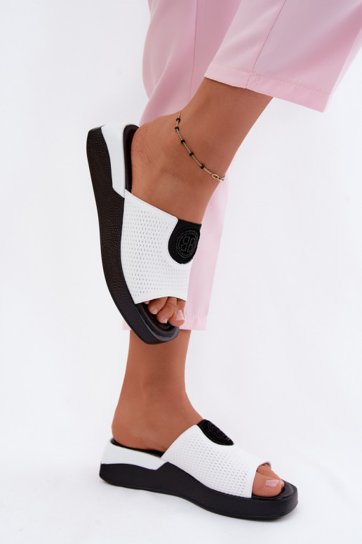 Pantofole in pelle Femminile Abilitato coturnoie Colore bianco Fablee