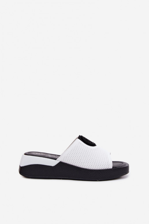 Pantofole in pelle Femminile Abilitato coturnoie Colore bianco Fablee