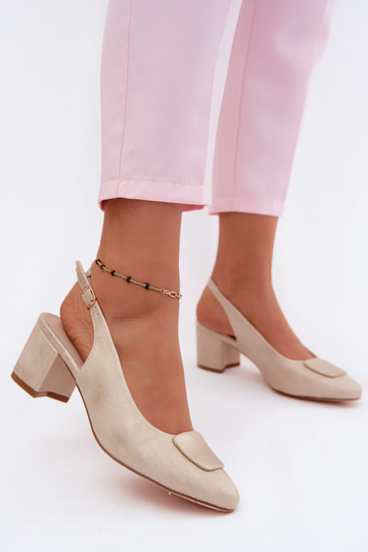 Sandali con tacco da donna con fibbia decorativa color oro Tai turiden