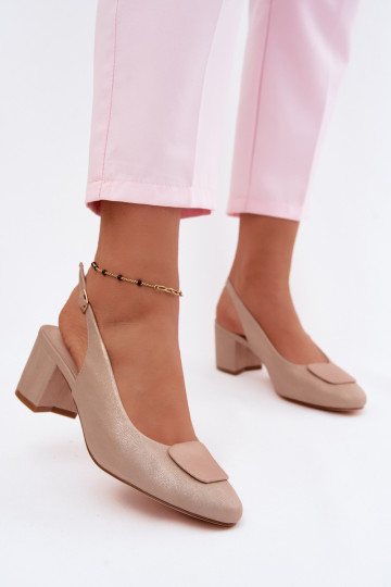 Sandali con tacco da donna con fibbia decorativa color oro rosa Tai turiden 2