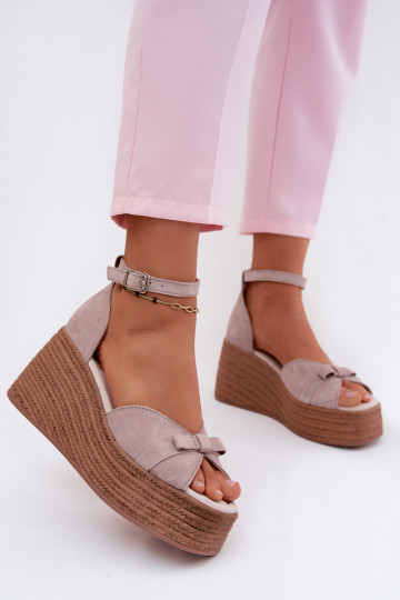 Pelle Sandali con plateau in camoscio colore grigio Ashen