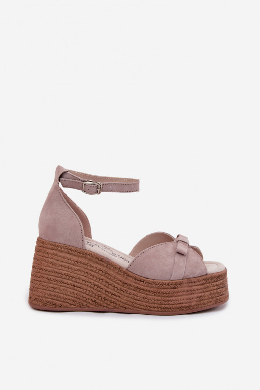 Pelle Sandali con plateau in camoscio colore grigio Ashen