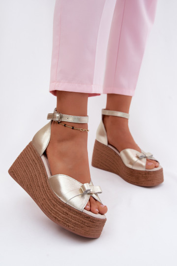 Pelle Sandali con plateau colore dorato Ashen 2