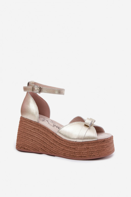 Pelle Sandali con plateau colore dorato Ashen