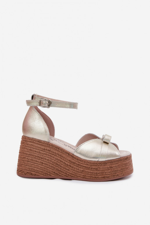 Pelle Sandali con plateau colore dorato Ashen