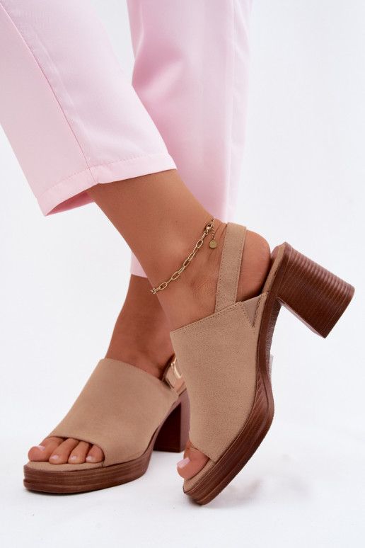 Sandali con tacco alto da donnaImitacji dalla pelle scamosciatau beige Eclipse