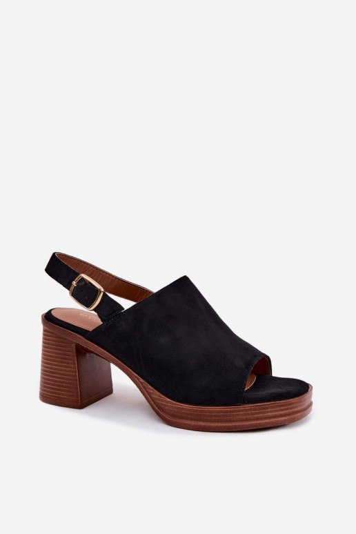 Sandali con tacco alto da donnaImitacji dalla pelle scamosciatau colore nero Eclipse