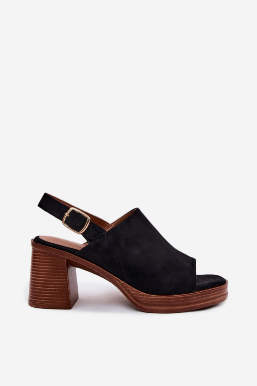 Sandali con tacco alto da donnaImitacji dalla pelle scamosciatau colore nero Eclipse