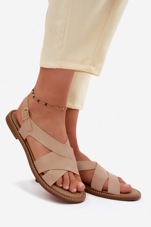 Sandali piatti beige da donna Blinga