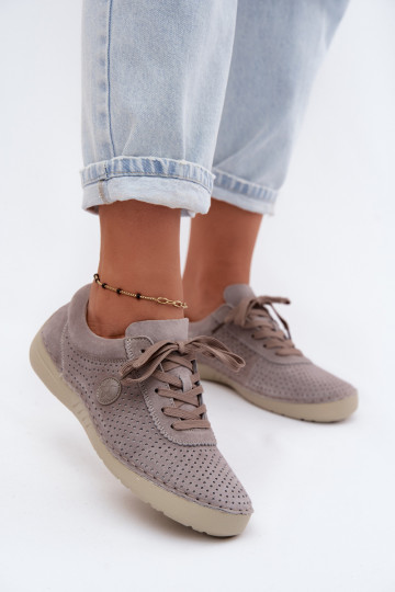 Scarpe da donna in suede sintetico con lacci color sabbia Bahia 2