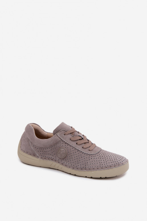 Scarpe da donna in suede sintetico con lacci color sabbia Bahia