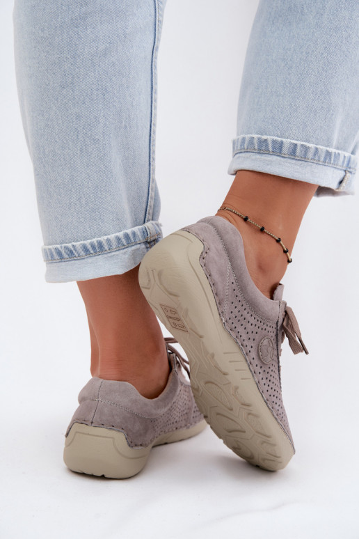 Scarpe da donna in suede sintetico con lacci color sabbia Bahia