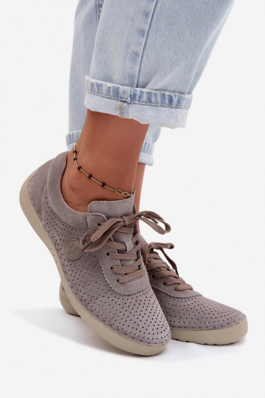 Pelle dalla pelle scamosciata scarpe Femminile con lacci beige Bahia