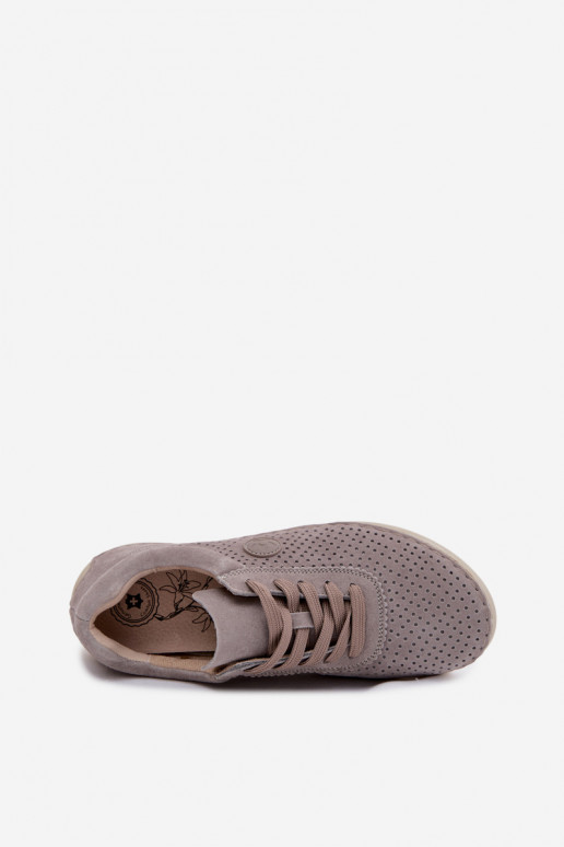 Pelle dalla pelle scamosciata scarpe Femminile con lacci beige Bahia