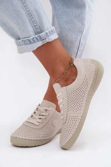 Scarpe da donna in pelle avorio con lacci Bahia