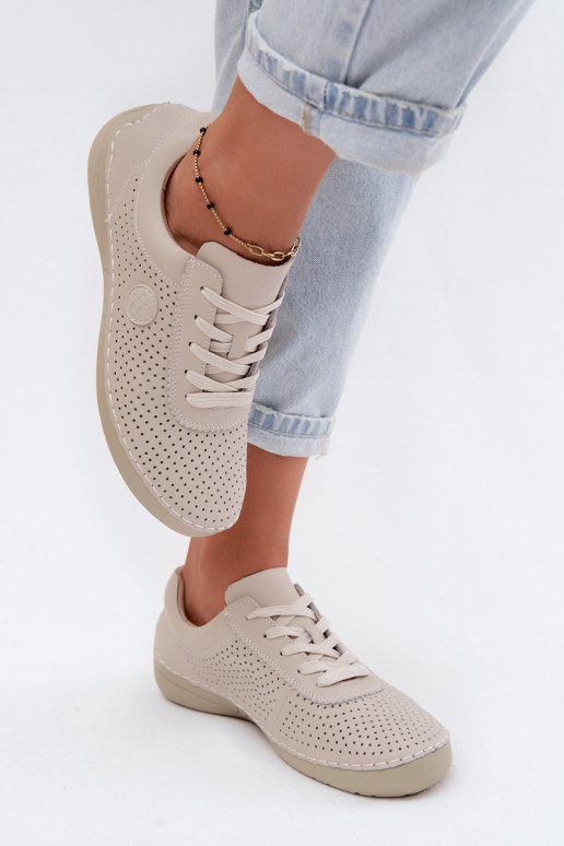 Pelle scarpe Femminile con lacci colore avorio Bahia