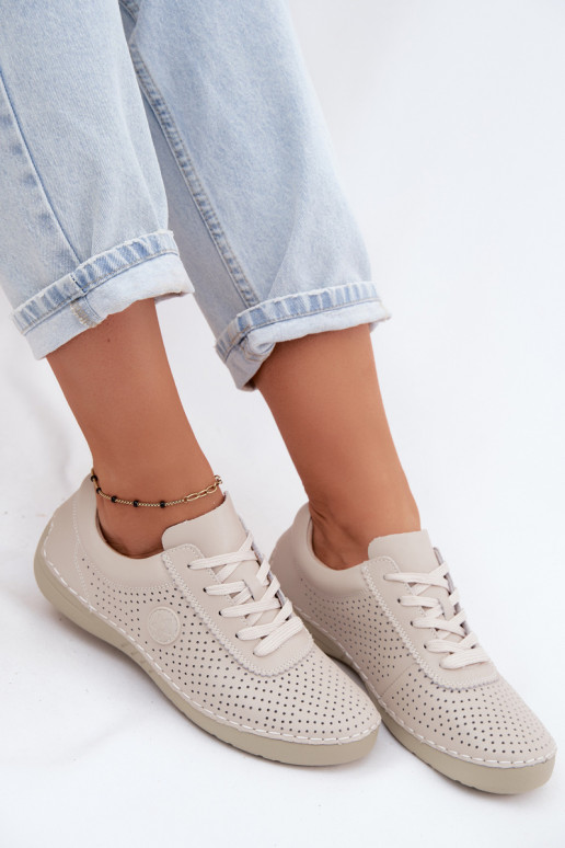 Scarpe da donna in pelle avorio con lacci Bahia