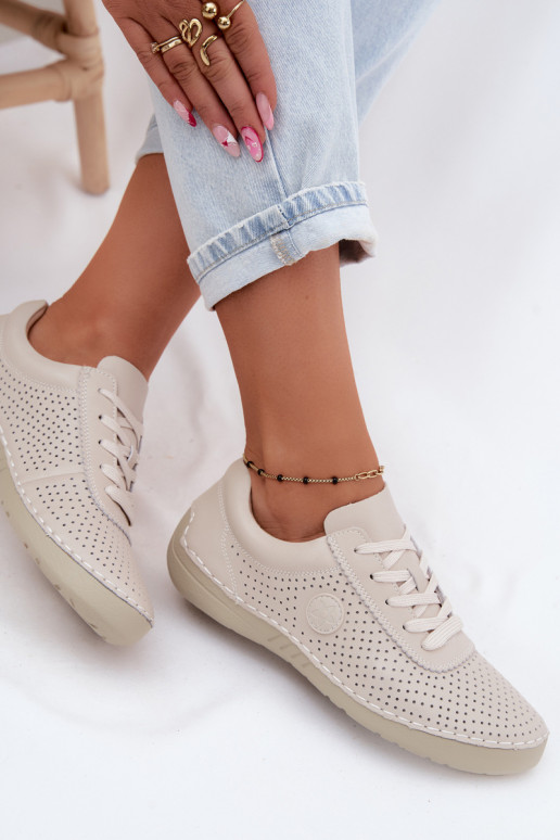 Pelle scarpe Femminile con lacci colore avorio Bahia