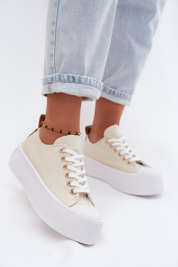 Scarpe casual beige con piattaforma Amalfi 2