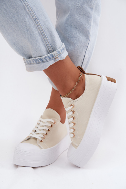 Scarpe per il tempo libero con una piattaforma beige Amalfi