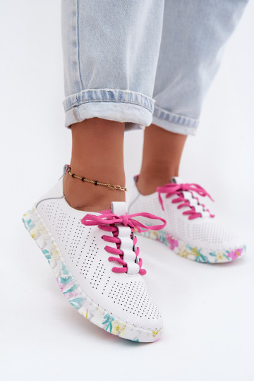 Scarpe da donna in pelle bianche con lacci Cadiz 2