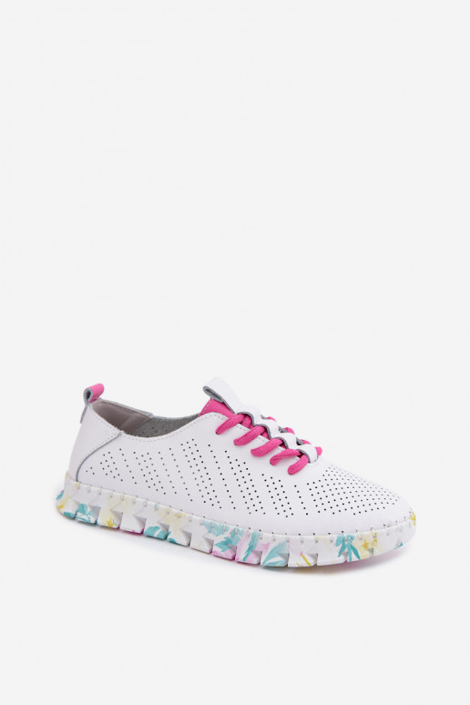 Pelle scarpe Femminile con lacci Colore bianco Cadiz