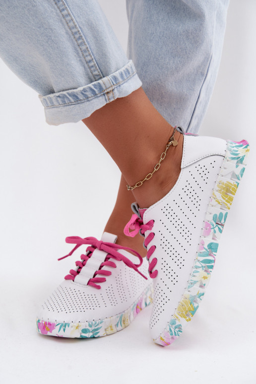 Pelle scarpe Femminile con lacci Colore bianco Cadiz