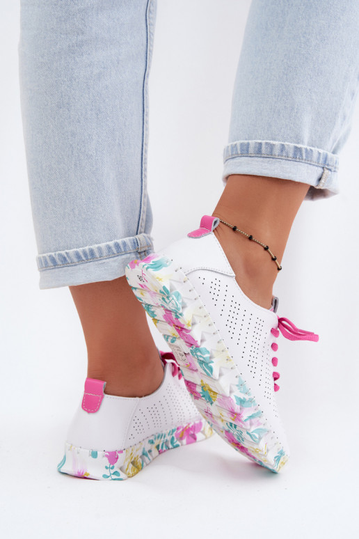 Pelle scarpe Femminile con lacci Colore bianco Cadiz