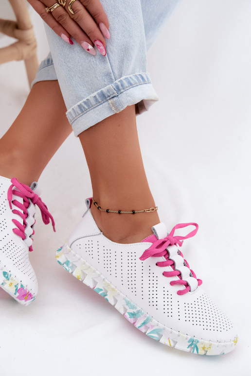 Pelle scarpe Femminile con lacci Colore bianco Cadiz