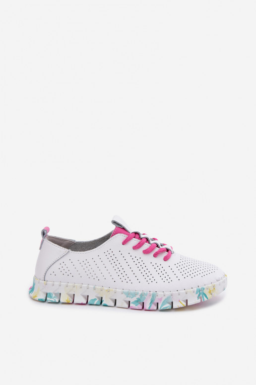 Scarpe da donna in pelle bianche con lacci Cadiz