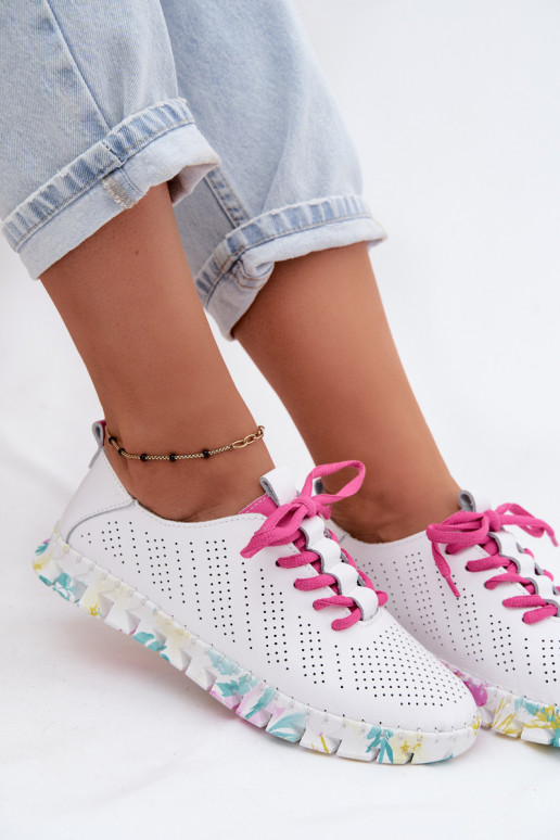 Pelle scarpe Femminile con lacci Colore bianco Cadiz