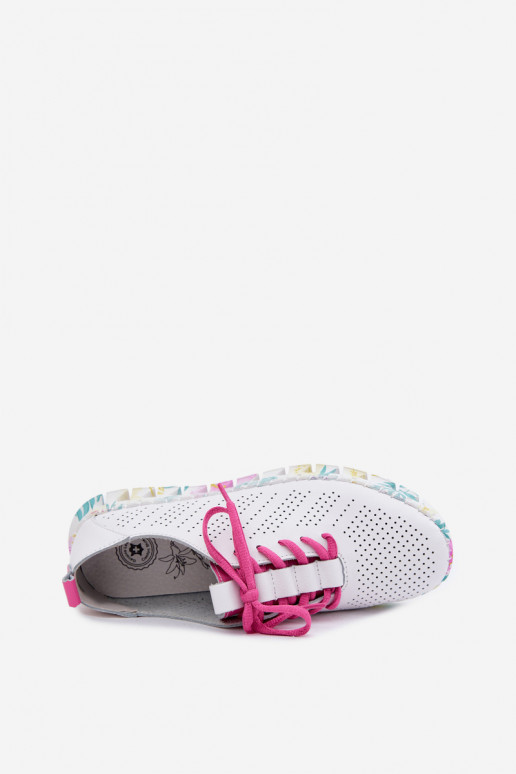 Pelle scarpe Femminile con lacci Colore bianco Cadiz