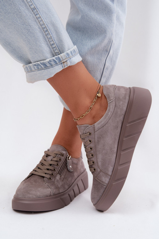 scarpe FemminileAbilitatoturalnego dalla pelle scamosciatau con una piattaforma beige Lunis