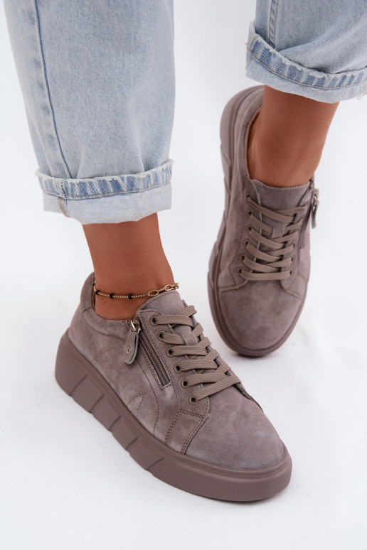 scarpe FemminileAbilitatoturalnego dalla pelle scamosciatau con una piattaforma beige Lunis