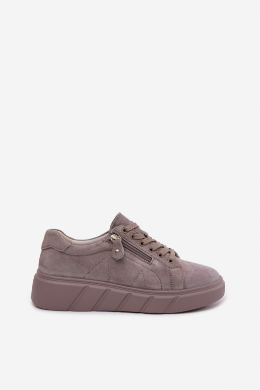Scarpe da donna con piattaforma in suede sintetico color sabbia Luna