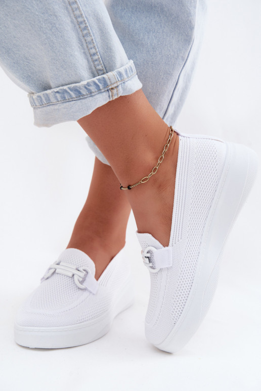 Scarpe da donna con piattaforma e ornamenti di colore bianco Freshy