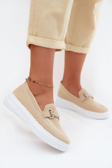  scarpe Femminile con una piattaforma con ornamenti beige Freshy 2