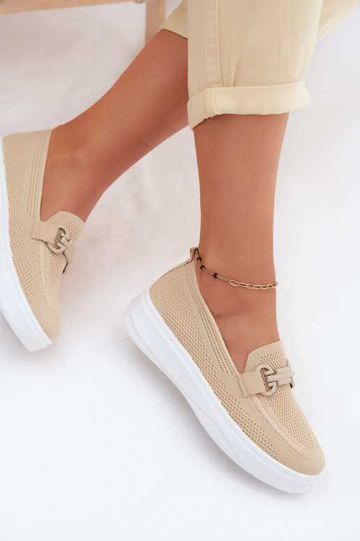 Scarpe da donna con piattaforma e ornamenti di colore sabbia Freshy