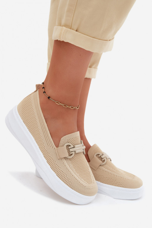 Scarpe da donna con piattaforma e ornamenti di colore sabbia Freshy