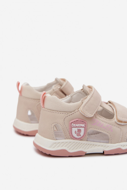 sandali per bambini con chiusure adesive beige Ambera