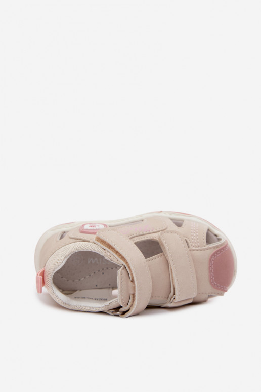 sandali per bambini con chiusure adesive beige Ambera