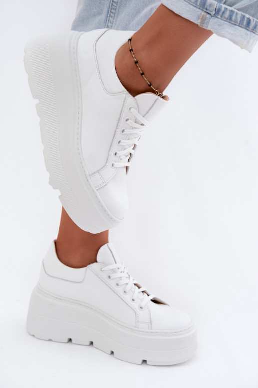 Pelle Scarpe modello sneakers con una piattaforma Zazoo N1000S3 Colore bianco