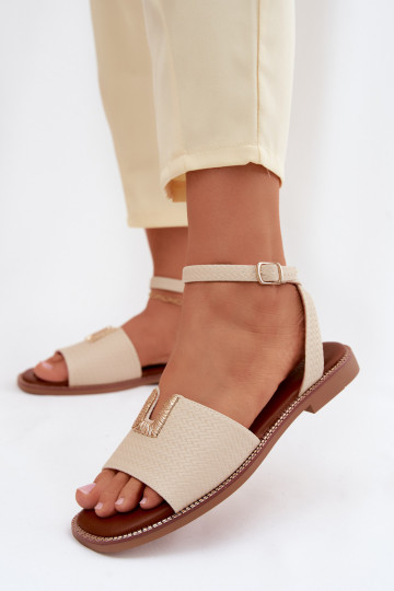Sandali bassi da donna Ze colore doratom Detalem Vinceza 73505 beige 2
